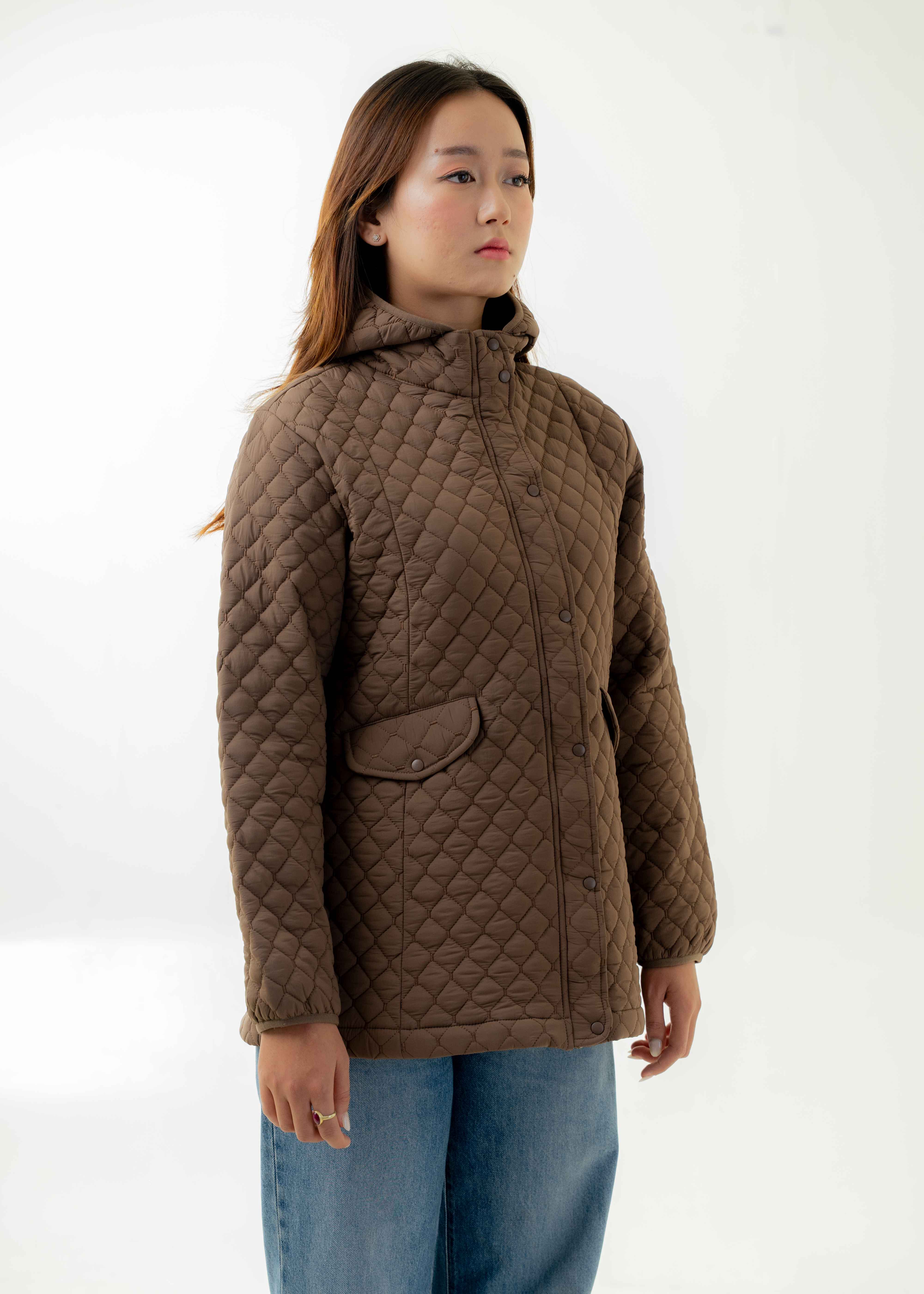 Women's Winter Falls Insulated Crepe Taffeta 250 GSM Mid Hooded Jacket-1