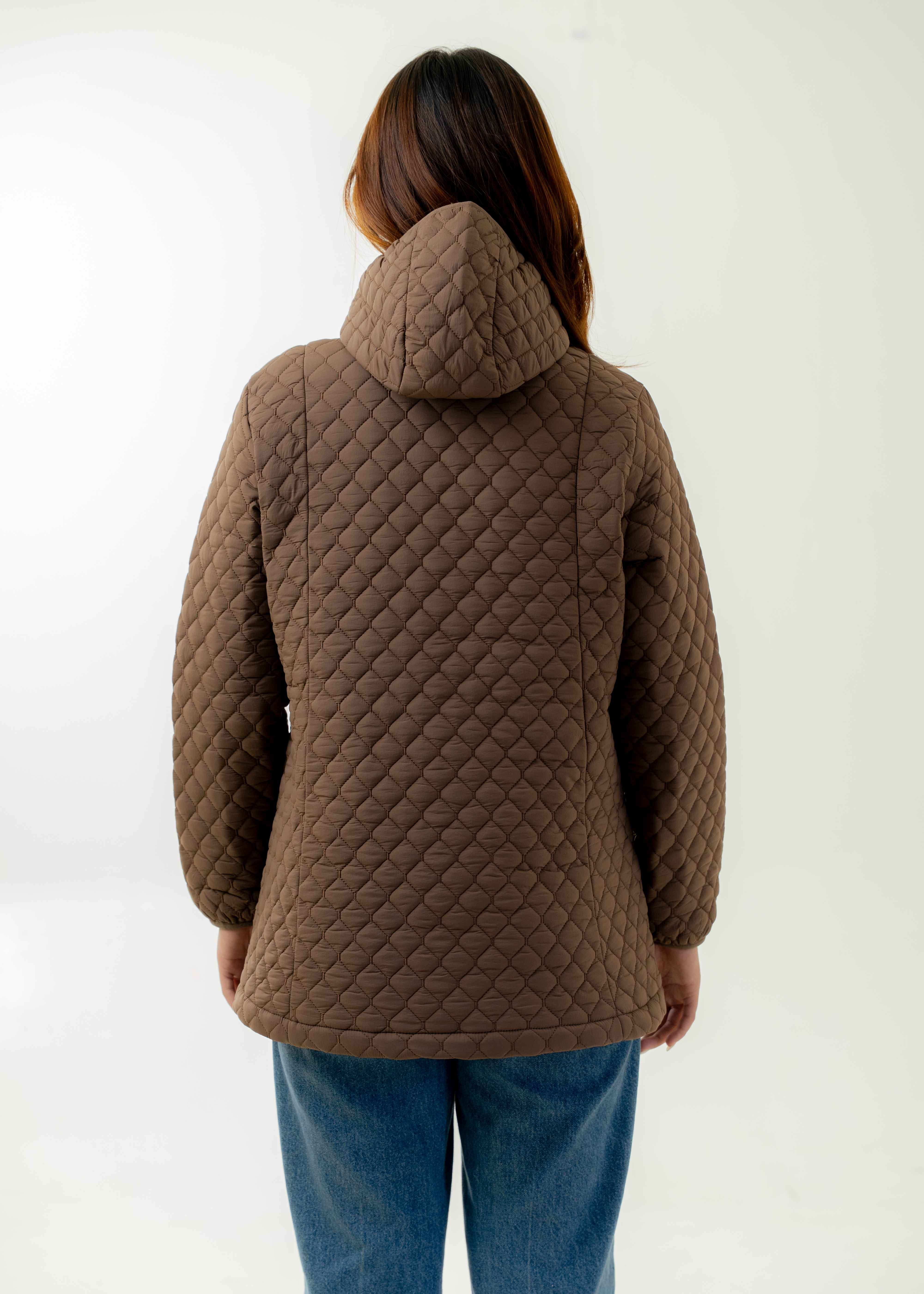 Women's Winter Falls Insulated Crepe Taffeta 250 GSM Mid Hooded Jacket-2